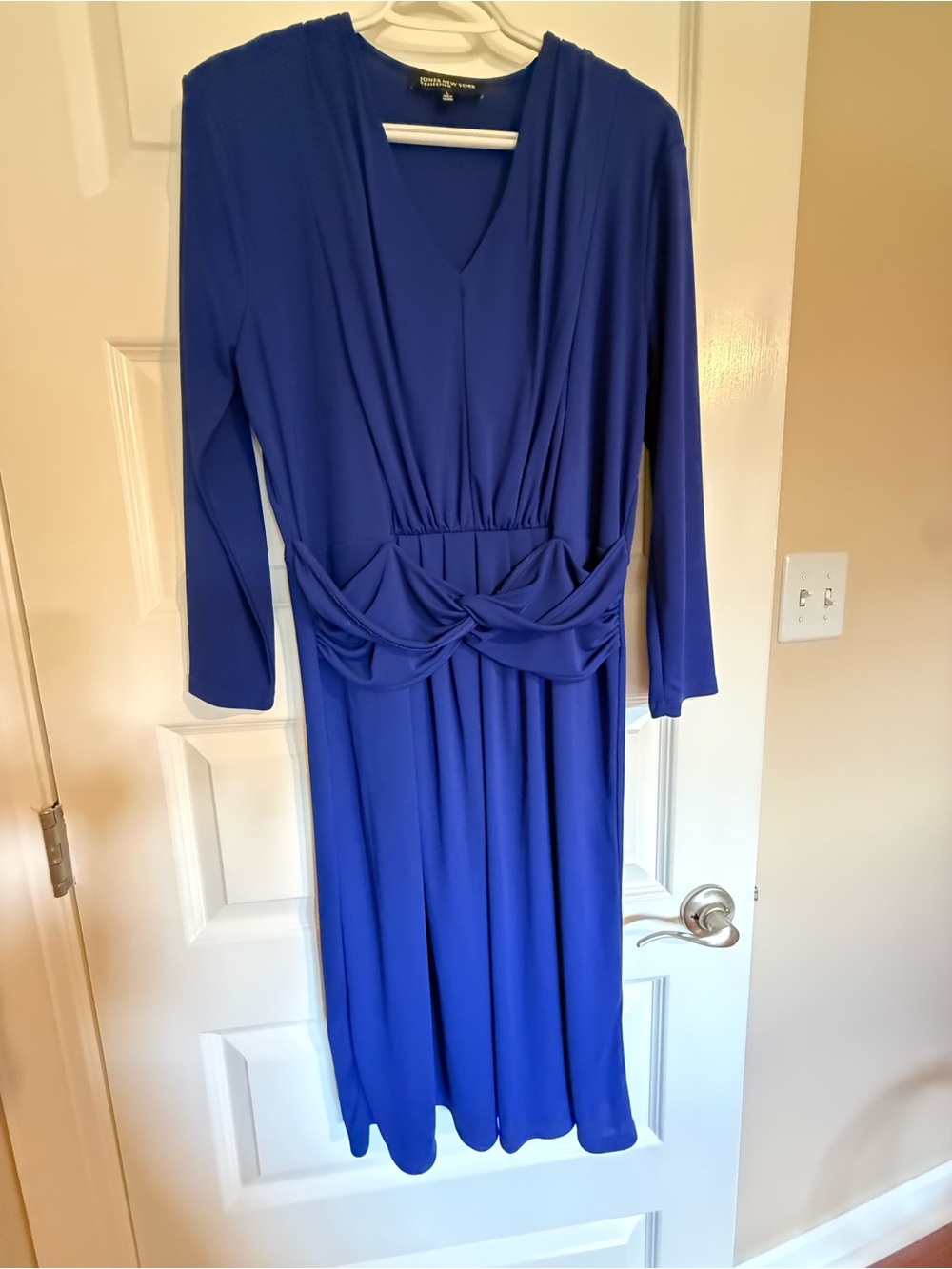 Jones Nwe York purple Long Sleeve V-Neck Twist-Waist Dress
